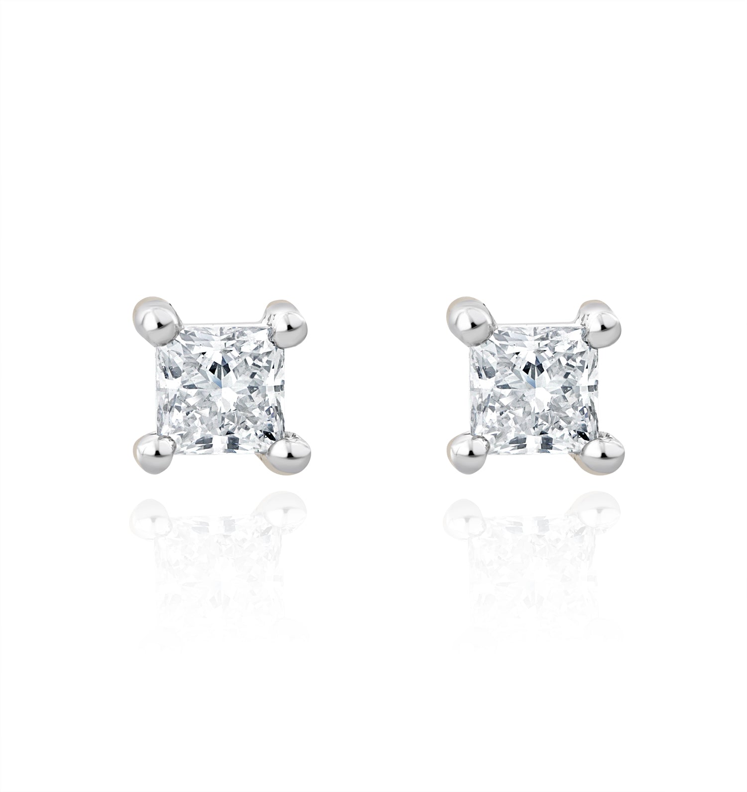 Princess Cut Lab Diamond Stud Earrings 0.20ct in 9K White Gold